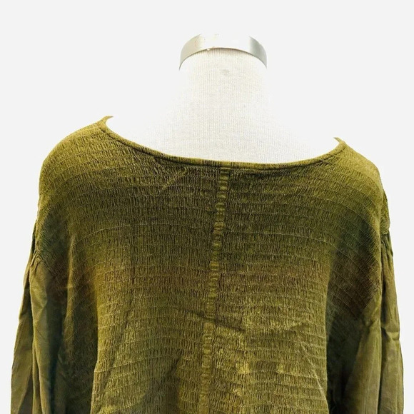NWT SONOMA Women Long Sleeve Pullover V- Neck Shirred Green Casual Shirt Size 4X - Picture 9 of 14